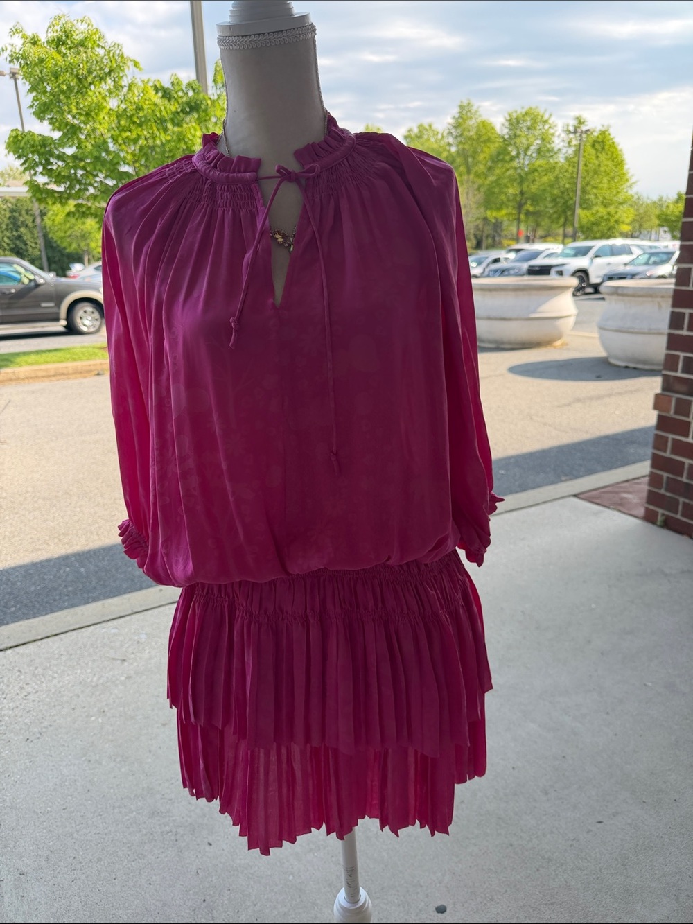 Current Air Fuchsia Tiered Ruffle Mini Dress